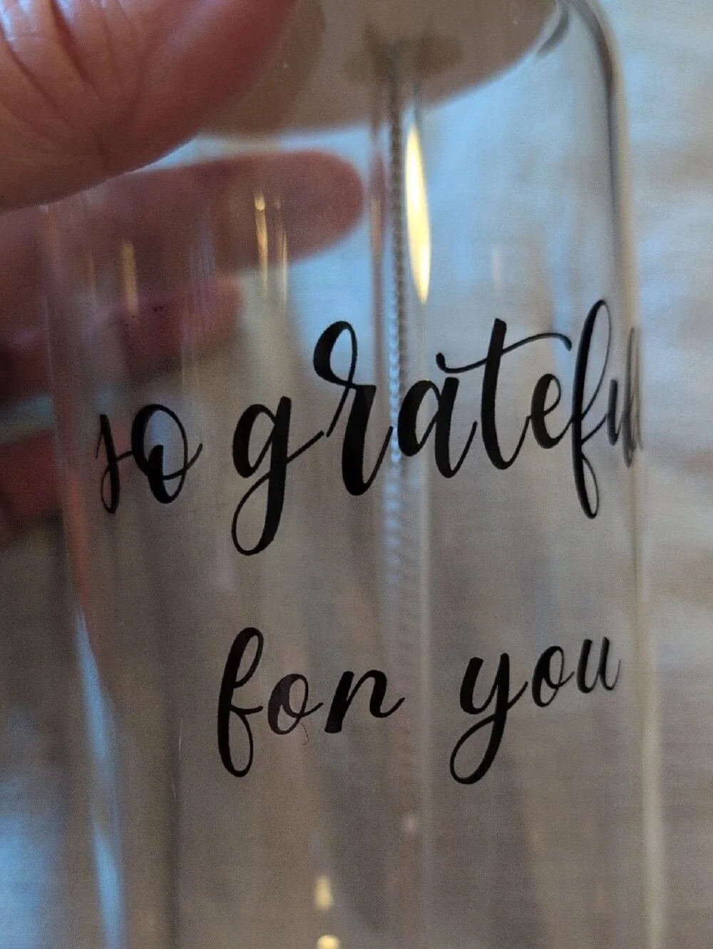 Clear Glass Tumbler with Bamboo Lid and Glass Straw - 